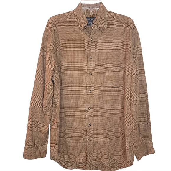 Men's Casual Button-Down Shirts - Beige and Brown - Picture 3 of 16